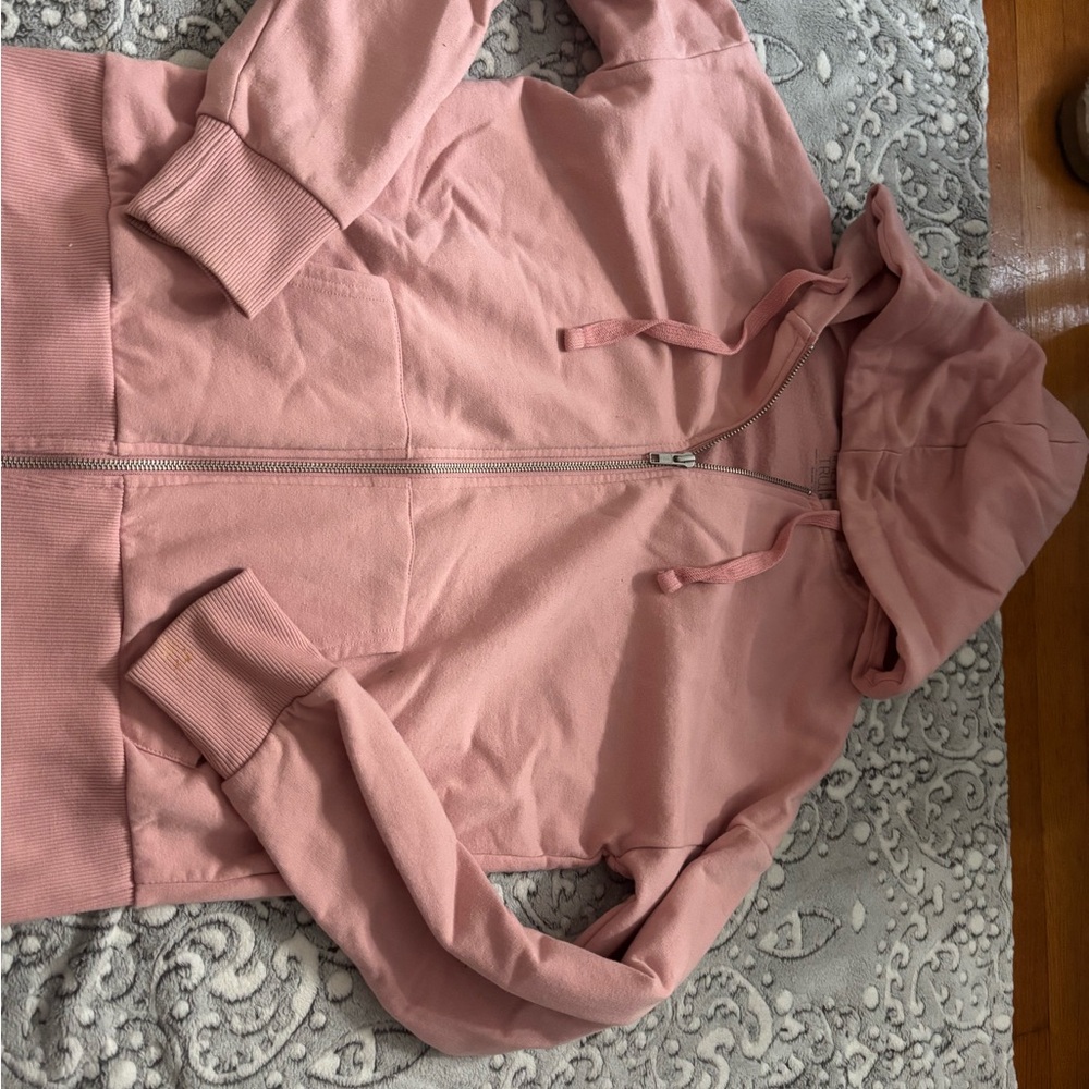Pink Hooded Zip-Up Sweatshirt